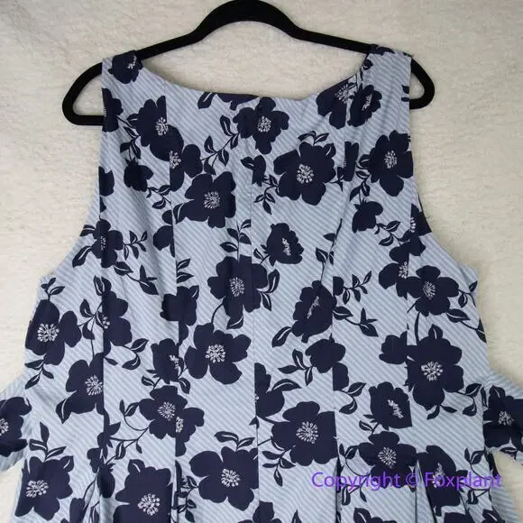 Vince Camuto women's blue floral print sleeveless dress plus size 20W - Picture 11 of 15